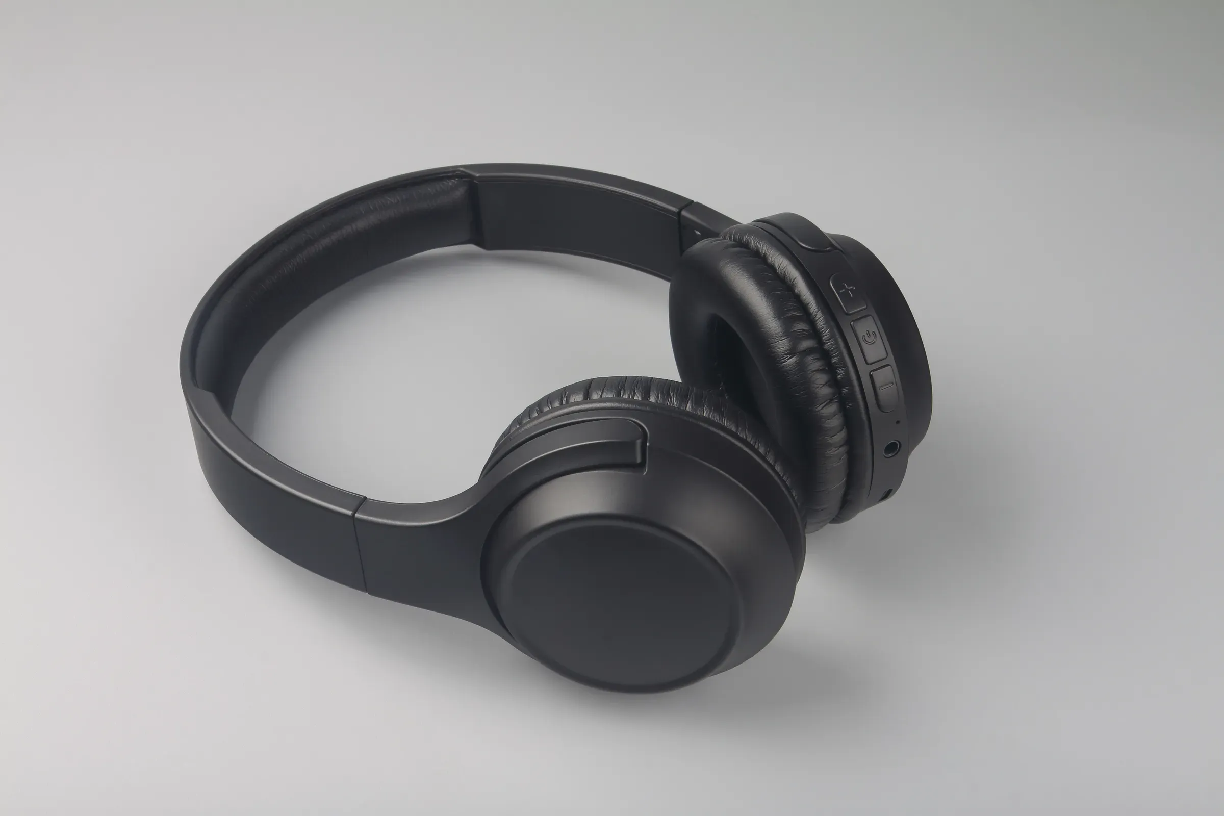 Professional wireless headphones isolated on grey background, headphones & audio ecommerce
